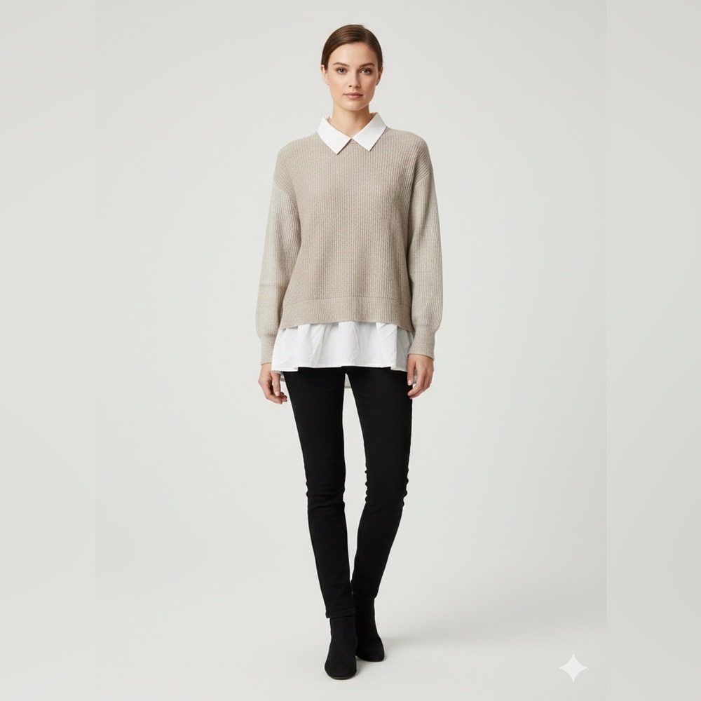 Sioni Women's Cream Crew Neck Sweater